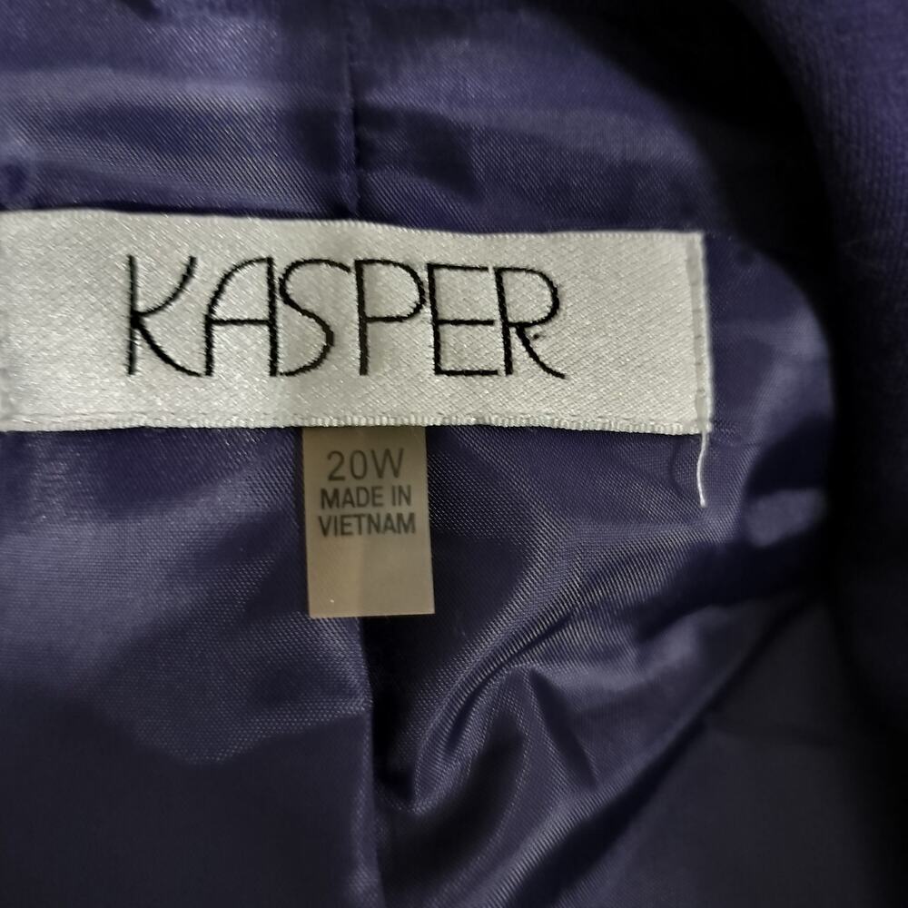 5027) Kasper Plus Purple Open Front Long Lapel Lined Career Office Blazer 20W - Picture 9 of 12